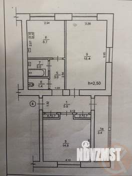 2-к квартира, вторичка, 57м2, 2/2 этаж