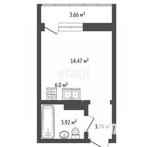 Студия квартира, вторичка, 24м2, 3/8 этаж