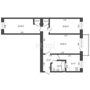 3-к квартира, вторичка, 87м2, 2/5 этаж