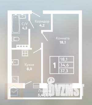1-к квартира, вторичка, 34м2, 3/7 этаж