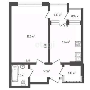 1-к квартира, вторичка, 44м2, 3/9 этаж