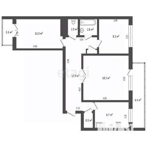 3-к квартира, вторичка, 63м2, 9/9 этаж