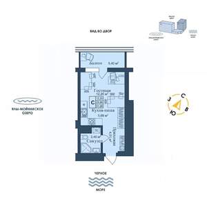 Студия квартира, вторичка, 31м2, 4/12 этаж