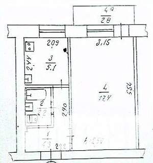 1-к квартира, вторичка, 30м2, 5/5 этаж