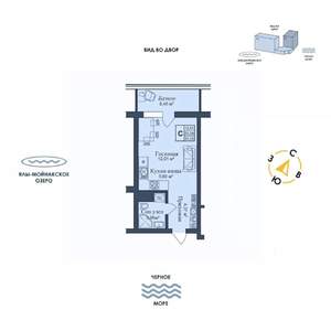 Студия квартира, строящийся дом, 31м2, 9/12 этаж