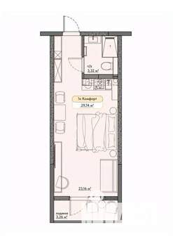 Студия квартира, вторичка, 30м2, 2/9 этаж