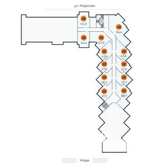 1-к квартира, строящийся дом, 38м2, 6/7 этаж