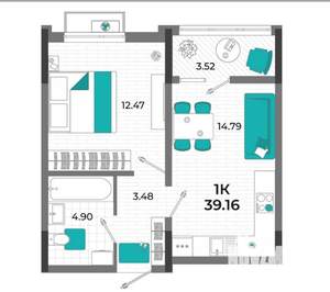 1-к квартира, вторичка, 39м2, 5/11 этаж