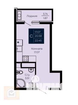 Студия квартира, вторичка, 22м2, 13/14 этаж