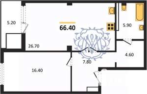 1-к квартира, вторичка, 66м2, 9/9 этаж