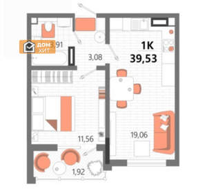 1-к квартира, вторичка, 40м2, 7/13 этаж