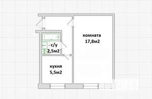 1-к квартира, вторичка, 30м2, 1/1 этаж