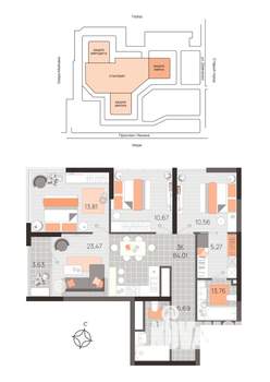 3-к квартира, вторичка, 84м2, 18/21 этаж