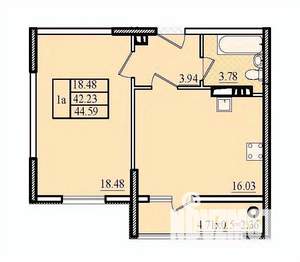 1-к квартира, вторичка, 45м2, 8/8 этаж