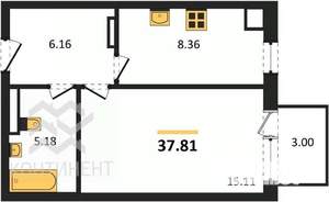 1-к квартира, вторичка, 38м2, 2/4 этаж