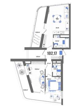 2-к квартира, вторичка, 102м2, 21/22 этаж