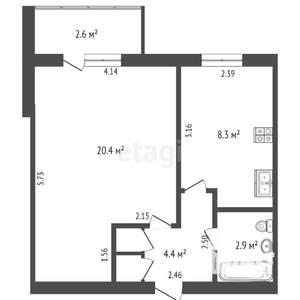 1-к квартира, вторичка, 37м2, 9/9 этаж