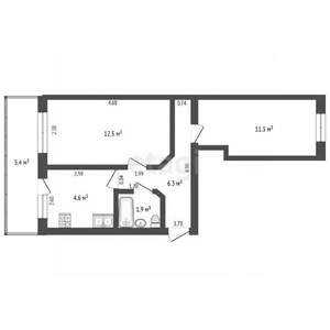 2-к квартира, вторичка, 37м2, 1/4 этаж