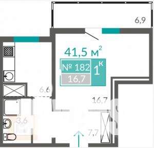 1-к квартира, вторичка, 42м2, 3/9 этаж