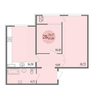 2-к квартира, вторичка, 63м2, 7/8 этаж
