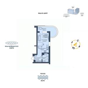 Студия квартира, вторичка, 30м2, 12/12 этаж
