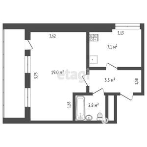 1-к квартира, вторичка, 35м2, 7/16 этаж