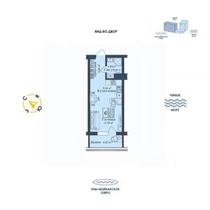Студия квартира, вторичка, 30м2, 9/12 этаж