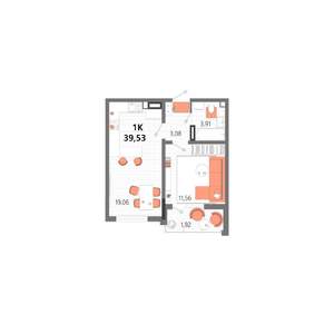 1-к квартира, вторичка, 40м2, 7/13 этаж