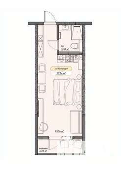 Студия квартира, вторичка, 30м2, 8/9 этаж