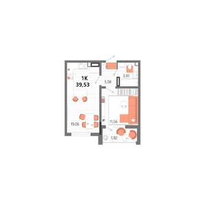 1-к квартира, вторичка, 40м2, 8/13 этаж