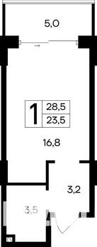 1-к квартира, строящийся дом, 29м2, 3/12 этаж