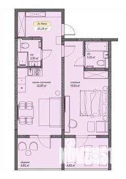 Студия квартира, вторичка, 65м2, 8/9 этаж