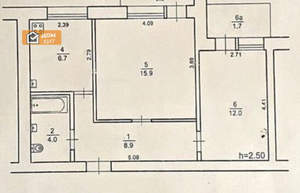 2-к квартира, вторичка, 50м2, 8/9 этаж