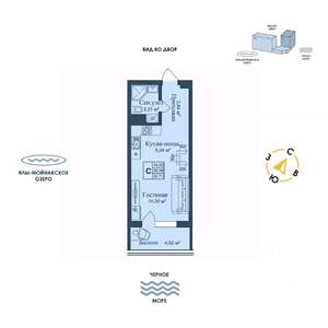 Студия квартира, вторичка, 31м2, 3/12 этаж