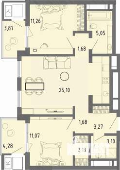 2-к квартира, вторичка, 69м2, 14/16 этаж