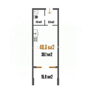 Студия квартира, вторичка, 57м2, 1/9 этаж