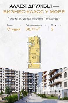 Студия квартира, вторичка, 31м2, 2/12 этаж