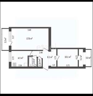 2-к квартира, вторичка, 46м2, 4/5 этаж