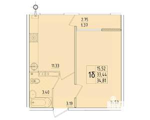 1-к квартира, вторичка, 35м2, 8/8 этаж