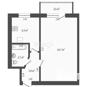1-к квартира, вторичка, 30м2, 2/5 этаж