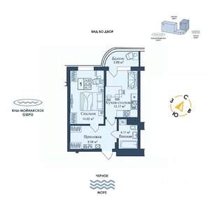 1-к квартира, вторичка, 44м2, 4/12 этаж