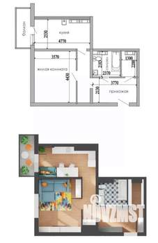 1-к квартира, вторичка, 40м2, 6/12 этаж