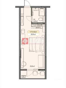 Студия квартира, вторичка, 30м2, 7/9 этаж