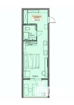 Студия квартира, вторичка, 36м2, 2/9 этаж