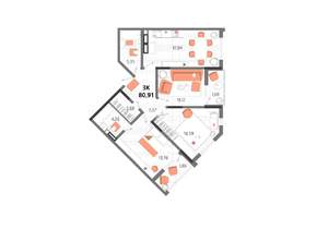 3-к квартира, вторичка, 81м2, 6/9 этаж