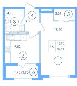 1-к квартира, вторичка, 40м2, 9/13 этаж