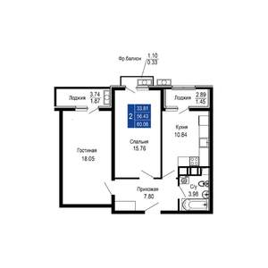 2-к квартира, вторичка, 60м2, 10/14 этаж