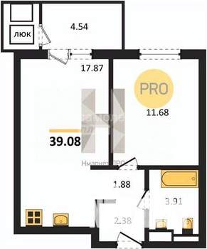 2-к квартира, вторичка, 42м2, 3/9 этаж