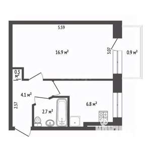 1-к квартира, вторичка, 31м2, 3/5 этаж