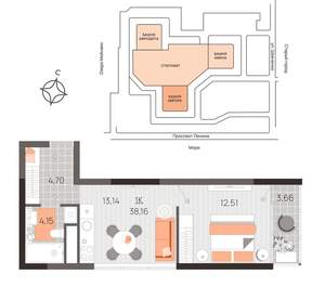 1-к квартира, вторичка, 38м2, 14/21 этаж